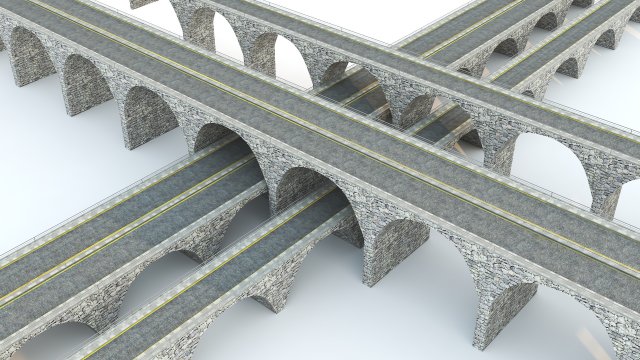 Rock Stone Bridge - Modular Buildable Kit Low-poly Model 3D .c4d .max .obj .3ds .fbx .stl .blend 
