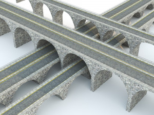 Rock Stone Bridge - Modular Buildable Kit Low-poly 3D Model