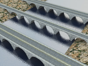 Rock Stone Bridge - Modular Buildable Kit Low-poly Model 3D