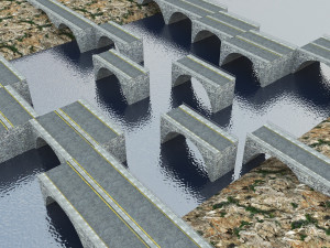 Rock Stone Bridge - Modular Buildable Kit Low-poly Model 3D