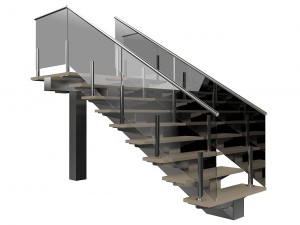 stair with glass railing 1 3Dモデル