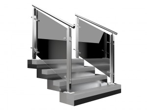 stair with glass railing 2 3D Model