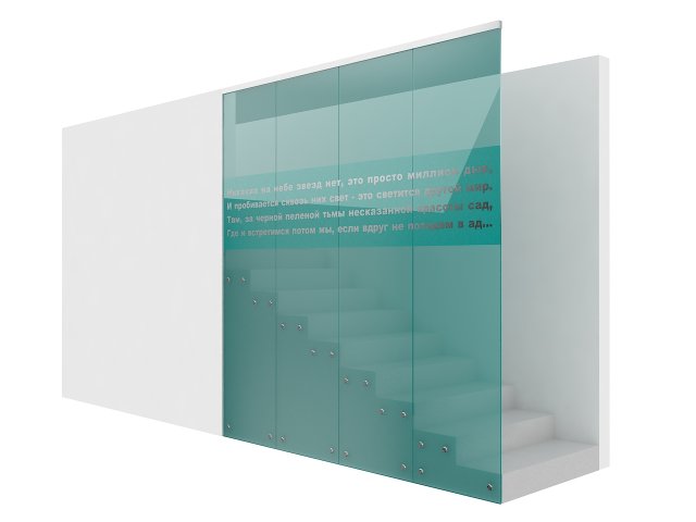 stair with glass railing 4 3D Model .c4d .max .obj .3ds .fbx .stl .blend 