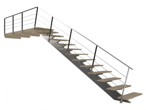 stair with metal railing 1 3D Model