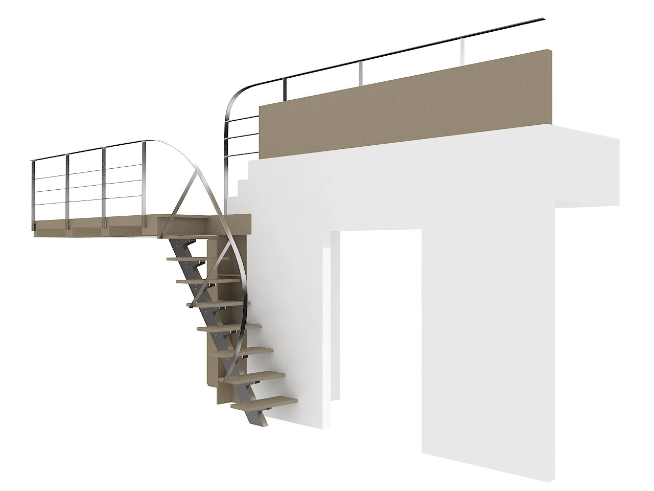 stair with metal railing 3 3D Model .c4d .max .obj .3ds .fbx .stl .blend