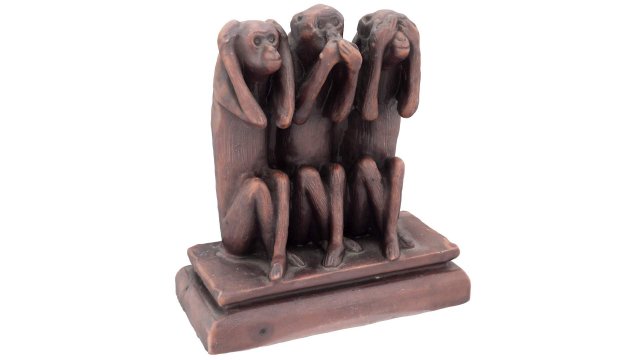 three monkeys figurine - high and low poly version 3D Model .c4d .max .obj .3ds .fbx .stl .blend 