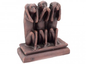three monkeys figurine - high and low poly version 3D Model