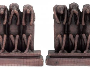 three monkeys figurine - high and low poly version 3D Model