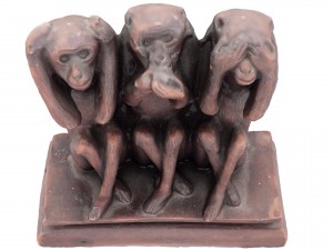 three monkeys figurine - high and low poly version 3D Model