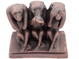 three monkeys figurine - high and low poly version 3D Model