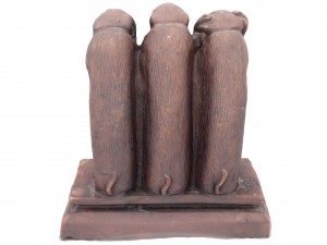 three monkeys figurine - high and low poly version 3D Model