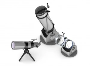 refrator de telesc&oacute;pios e sistema refletor Modelo 3D