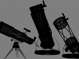 refrator de telesc&oacute;pios e sistema refletor Modelo 3D