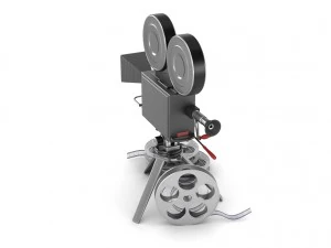 c&acirc;mera de filme vintage e filme Modelo 3D