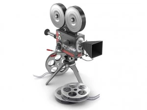 c&acirc;mera de filme vintage e filme Modelo 3D