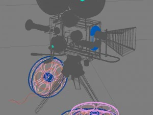c&acirc;mera de filme vintage e filme Modelo 3D