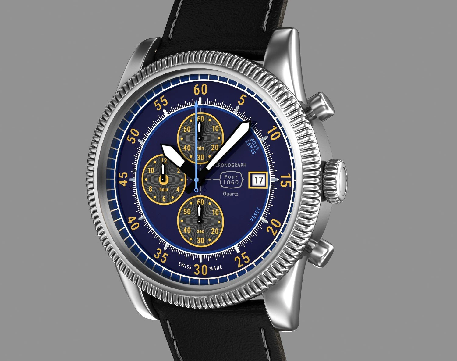 chronograph wrist watch my own design 3D Model .c4d .max .obj .3ds .fbx .stl .blend
