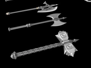 world set collection swords and axes set 3D Model