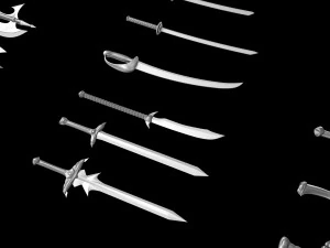 world set collection swords and axes set 3D Model