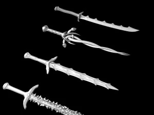 world set collection swords and axes set 3D Model