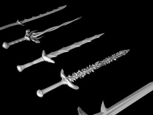 world set collection swords and axes set 3D Model