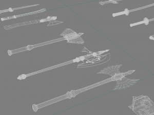 world set collection swords and axes set 3Dモデル