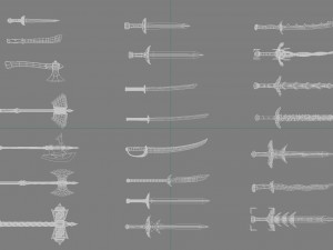 world set collection swords and axes set 3Dモデル