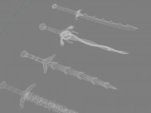 world set collection swords and axes set 3D Model