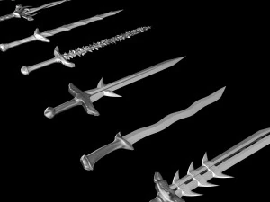 world set collection swords and axes set 3D Model