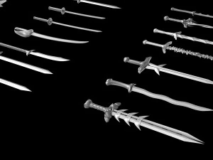 world set collection swords and axes set 3D Model