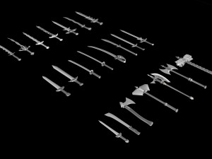 world set collection swords and axes set 3Dモデル