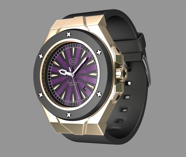 modern wrist watch my own design 3D Model .c4d .max .obj .3ds .fbx .stl .blend 