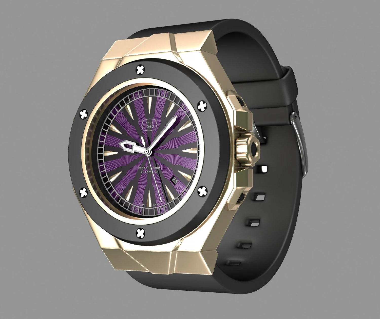rel&oacute;gio de pulso moderno meu pr&oacute;prio design Modelo 3D .c4d .max .obj .3ds .fbx .stl .blend 
