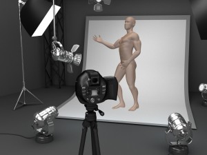 photo studio equipment and white background Modello 3D
