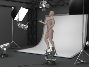 photo studio equipment and white background Modello 3D