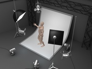 photo studio equipment and white background Modello 3D