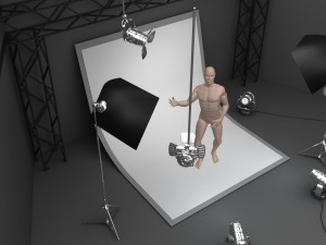 photo studio equipment and white background Modello 3D