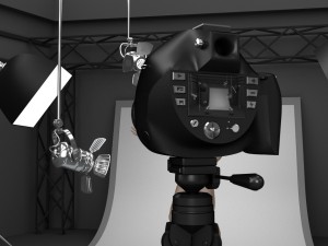 photo studio equipment and white background Modello 3D