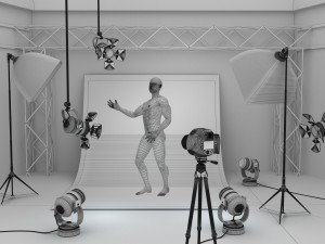 photo studio equipment and white background Modello 3D