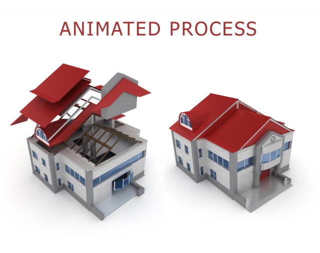 animated process of house building 3D Model in Buildings 3DExport