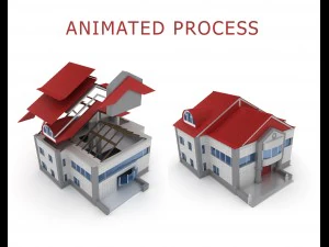 animated process of house building 3D Model