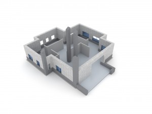 animated process of house building Modello 3D