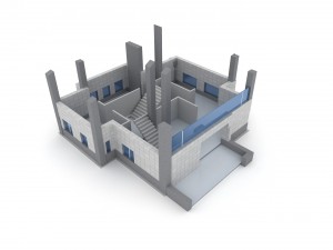 animated process of house building Modello 3D