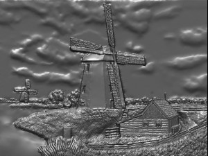 3d pano windmill in the village 3D Model