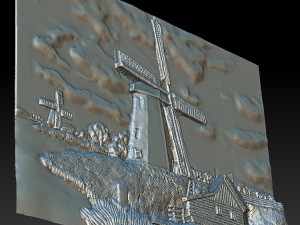 3d pano windmill in the village 3D Model