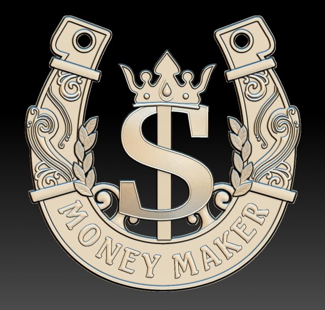 horseshoe with symbol of dolar 3D Model .c4d .max .obj .3ds .fbx .stl .blend 