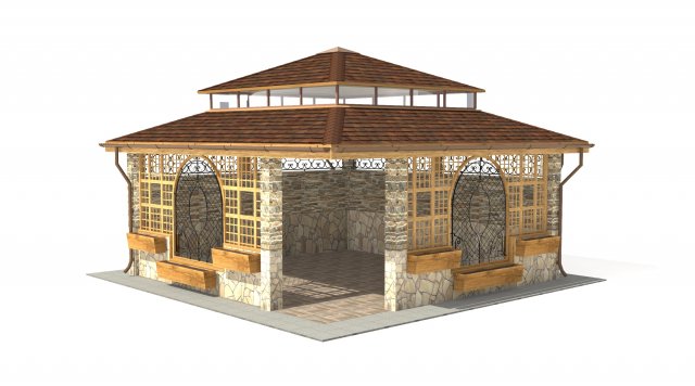 big gazebo 3D Модель .c4d .max .obj .3ds .fbx .stl .blend 