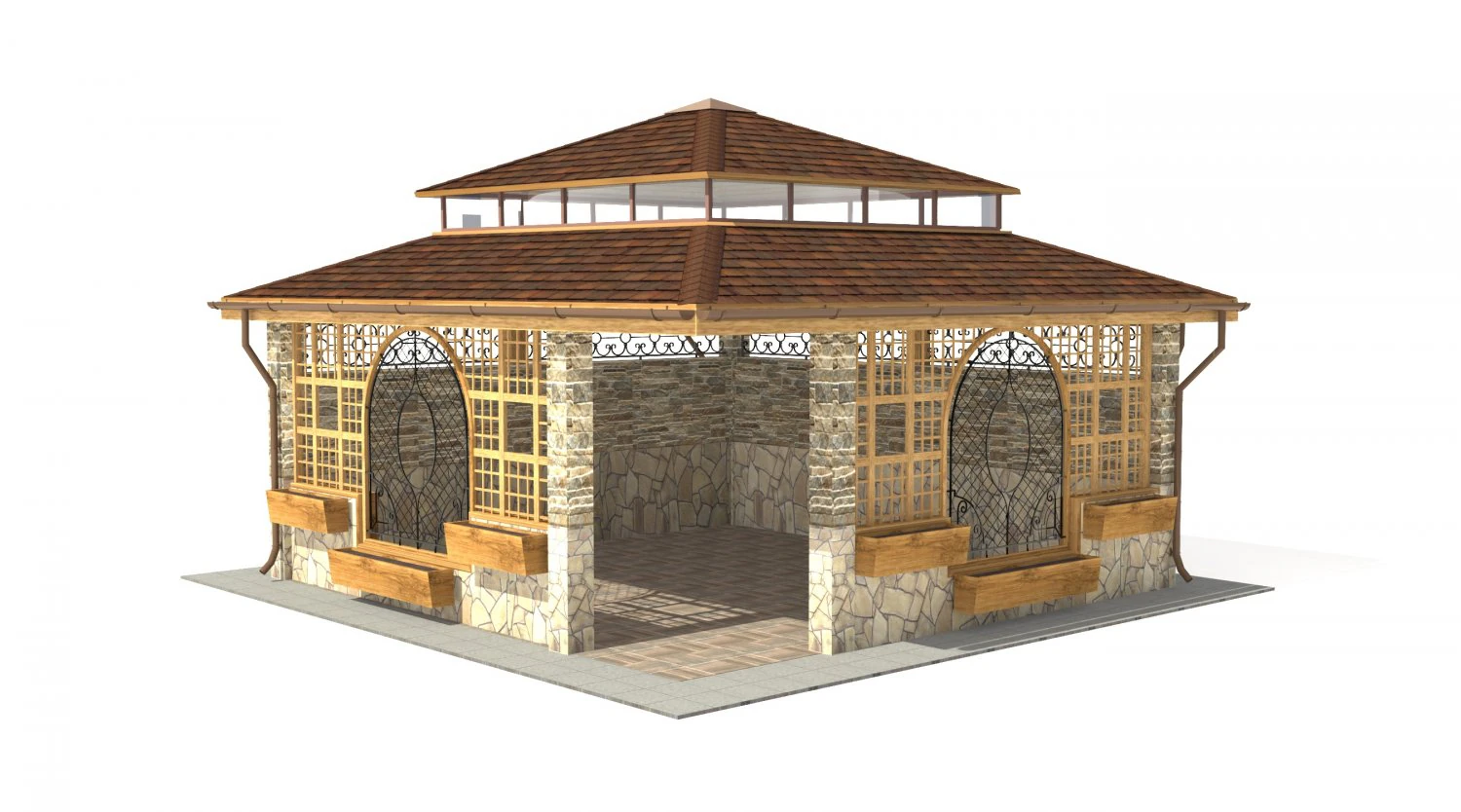 big gazebo 3D Model .c4d .max .obj .3ds .fbx .stl .blend 