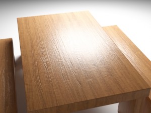 wooden table with benches Modelo 3D