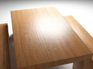 wooden table with benches 3D Model